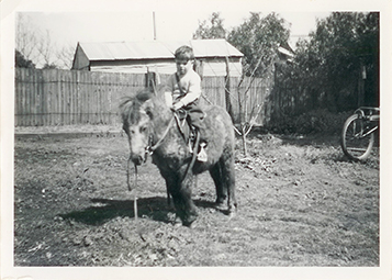 Greg on his pony in backyard - Junee 1959/60