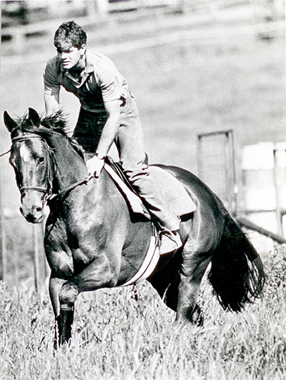 Greg working a young horse - Junee 1991