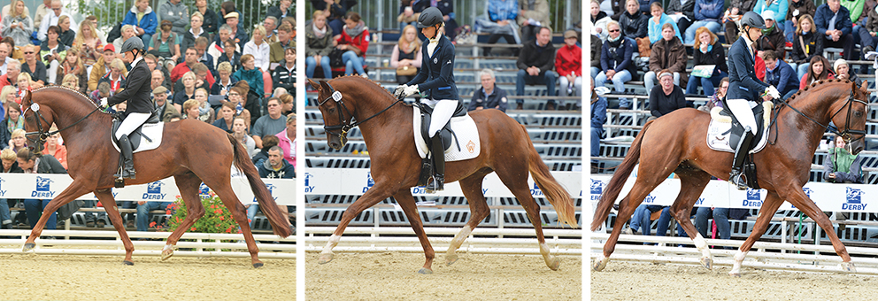 Left to Right: Bodyguard and Jana Freund; Damon's Dream and Sandra Frieling; Furst Fohlenhof and Lisa Neukater